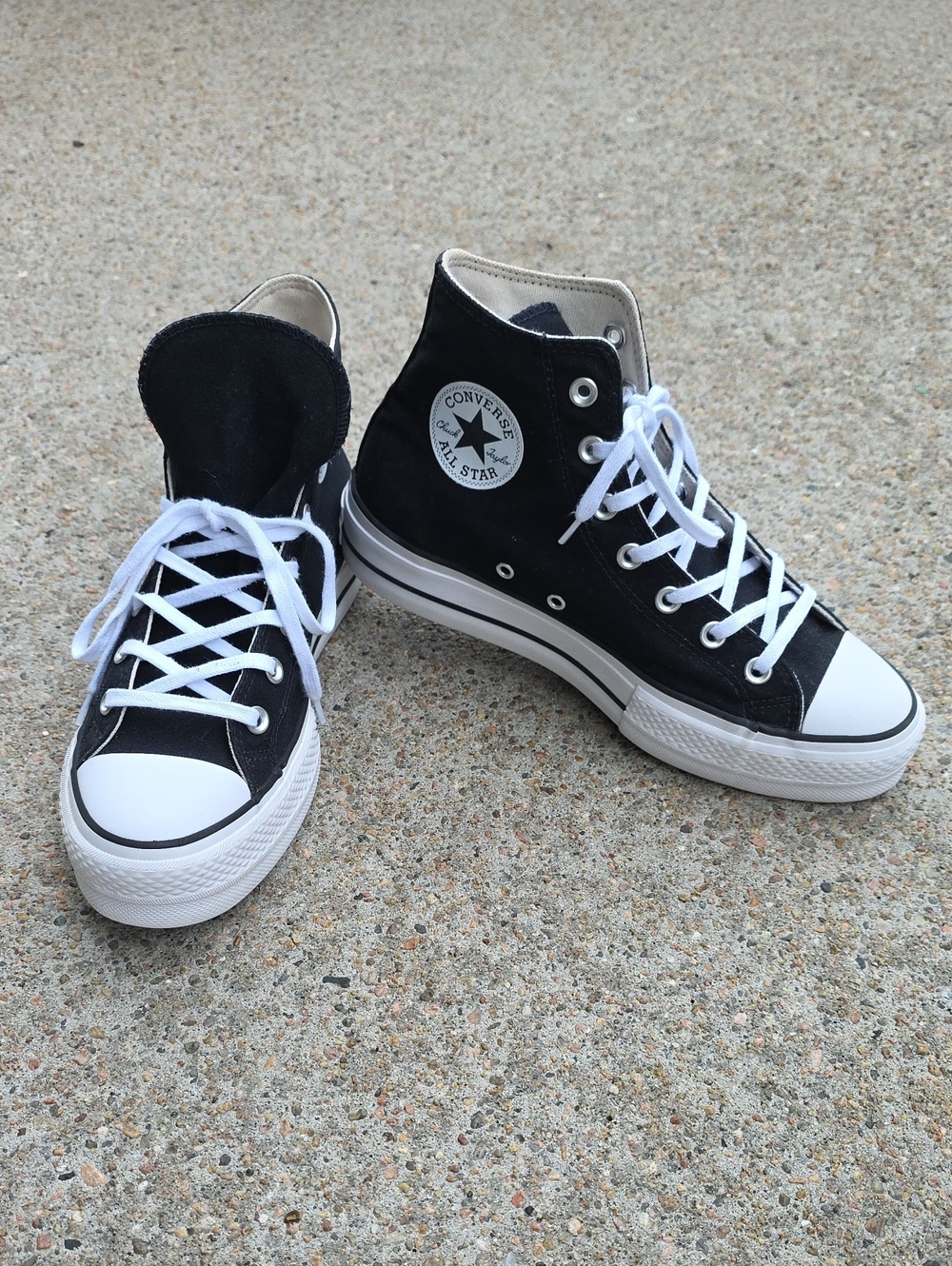 Converse All Star Black Lift Platform High Top Canvas Sneakers Size 9.5